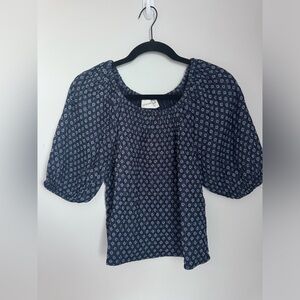 Universal Thread Womens Navy Blue Puff Sleeve Blouse